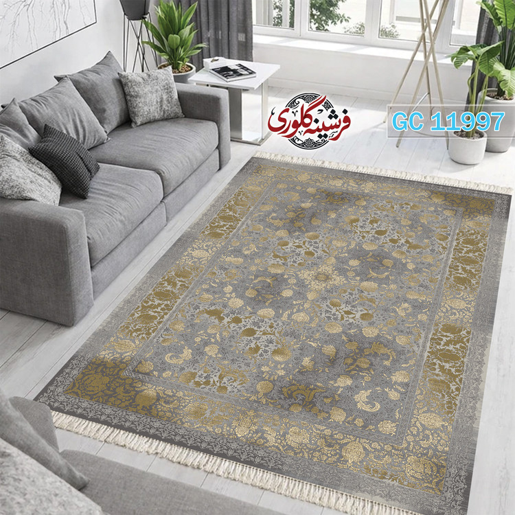 فرشینه طرح فرش مخمل هازان ترک قابل شست و شو و ضد پرزدهی کد GC-11997