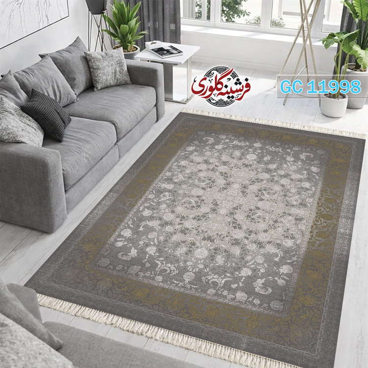 فرشینه طرح فرش مخمل هازان ترک قابل شست و شو و ضد پرزدهی کد GC-11998