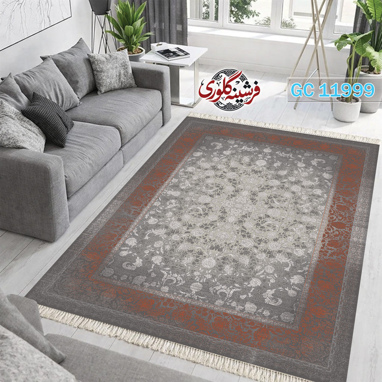 فرشینه طرح فرش مخمل هازان ترک قابل شست و شو و ضد پرزدهی کد GC-11999