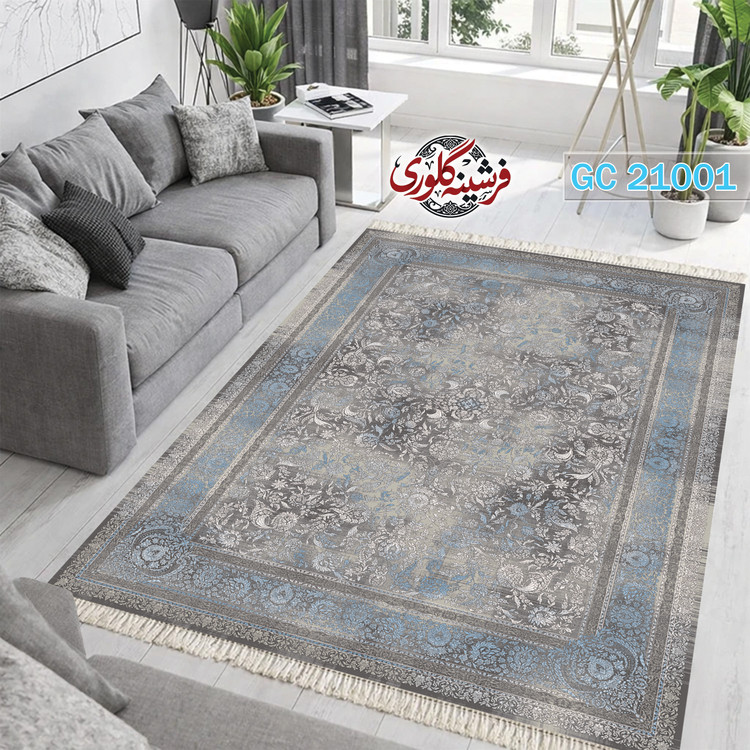 فرشینه طرح فرش مخمل هازان ترک قابل شست و شو و ضد پرزدهی کد GC-21001