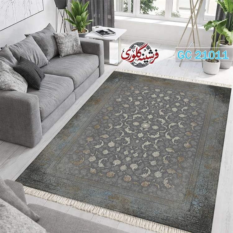 فرشینه طرح فرش مخمل هازان ترک قابل شست و شو و ضد پرزدهی کد GC-21011