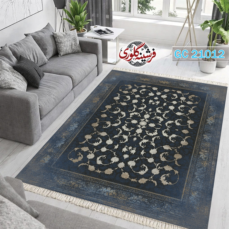 فرشینه طرح فرش مخمل هازان ترک قابل شست و شو و ضد پرزدهی کد GC-21012
