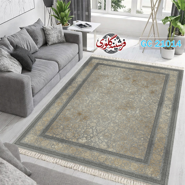 فرشینه طرح فرش مخمل هازان ترک قابل شست و شو و ضد پرزدهی کد GC-21014