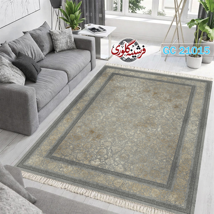فرشینه طرح فرش مخمل هازان ترک قابل شست و شو و ضد پرزدهی کد GC-21015
