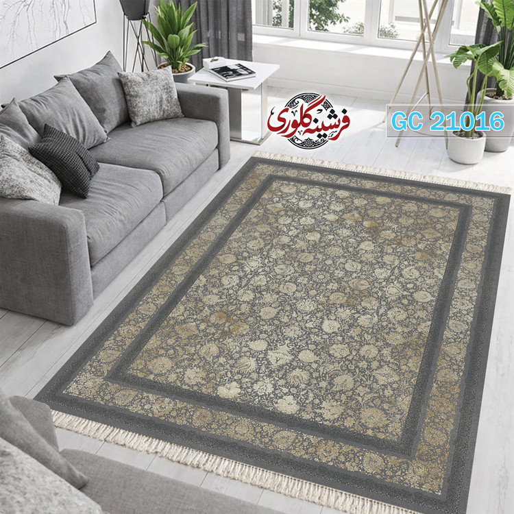 فرشینه طرح فرش مخمل هازان ترک قابل شست و شو و ضد پرزدهی کد GC-21016