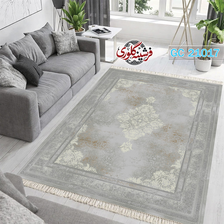 فرشینه طرح فرش مخمل هازان ترک قابل شست و شو و ضد پرزدهی کد GC-21017