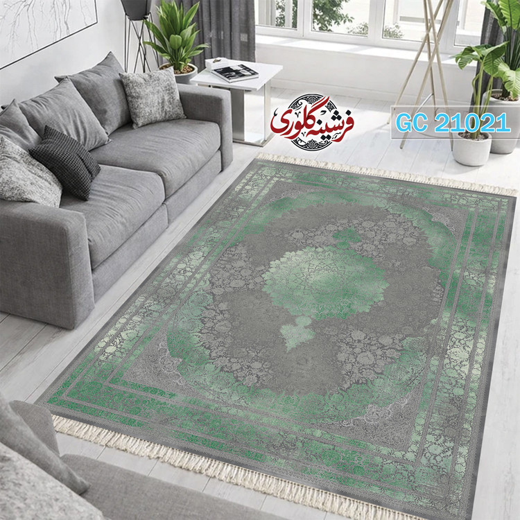فرشینه طرح فرش مخمل هازان ترک قابل شست و شو و ضد پرزدهی کد GC-21021
