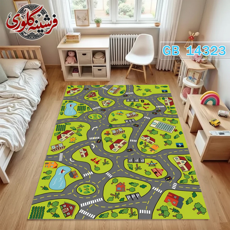 فرش اتاق کودک ضد حساسیت و ضد پرزدهی قابل شست و شو کد GB-14323